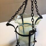 Suspension ancienne avec verre opaline