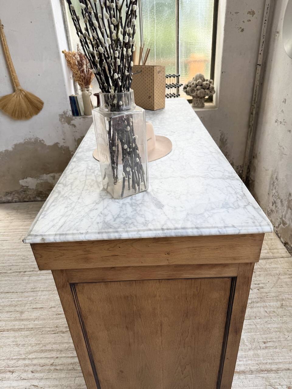 Oak and marble counter 1950