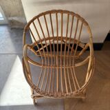 Vintage 70s children's rattan armchair