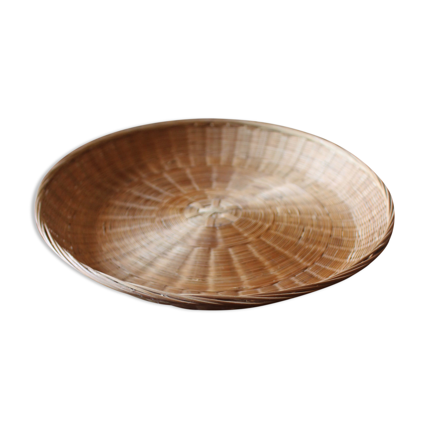 Round basketry top vintage wicker