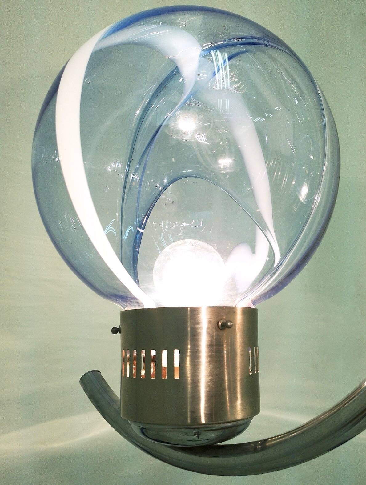 Light Blue Murano Glass Mod "Membrana" Chandelier by Toni Zuccheri