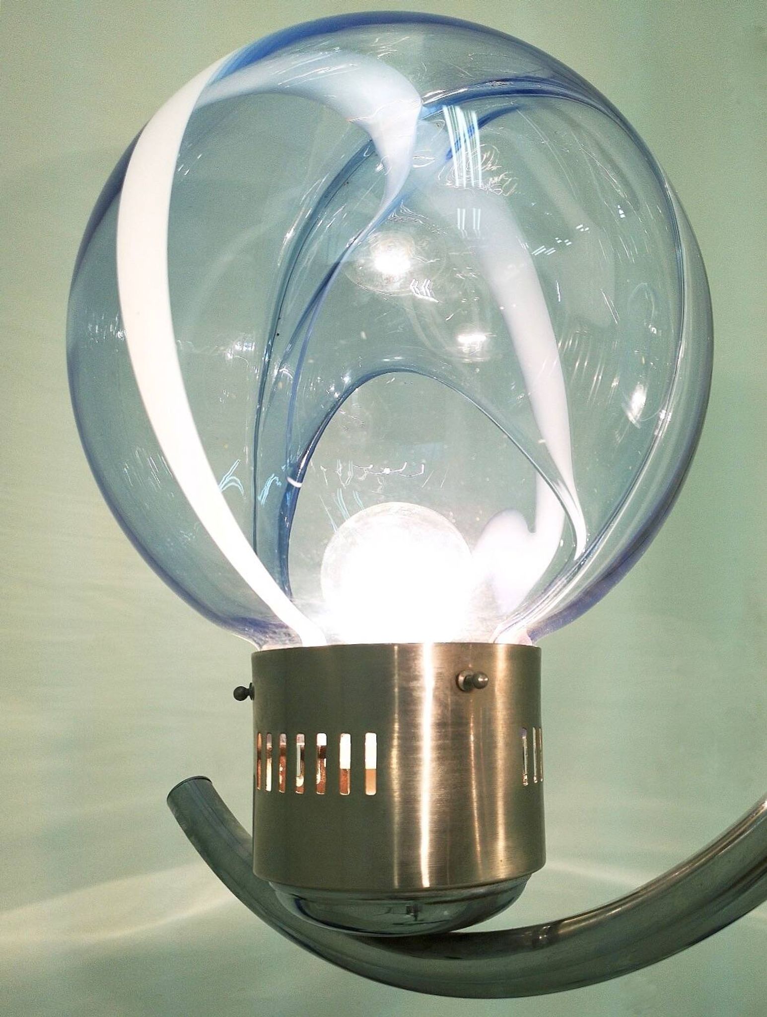 Light Blue Murano Glass Mod "Membrana" Chandelier by Toni Zuccheri