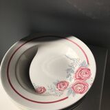 8 vintage Avranches earthenware plates decorated with roses