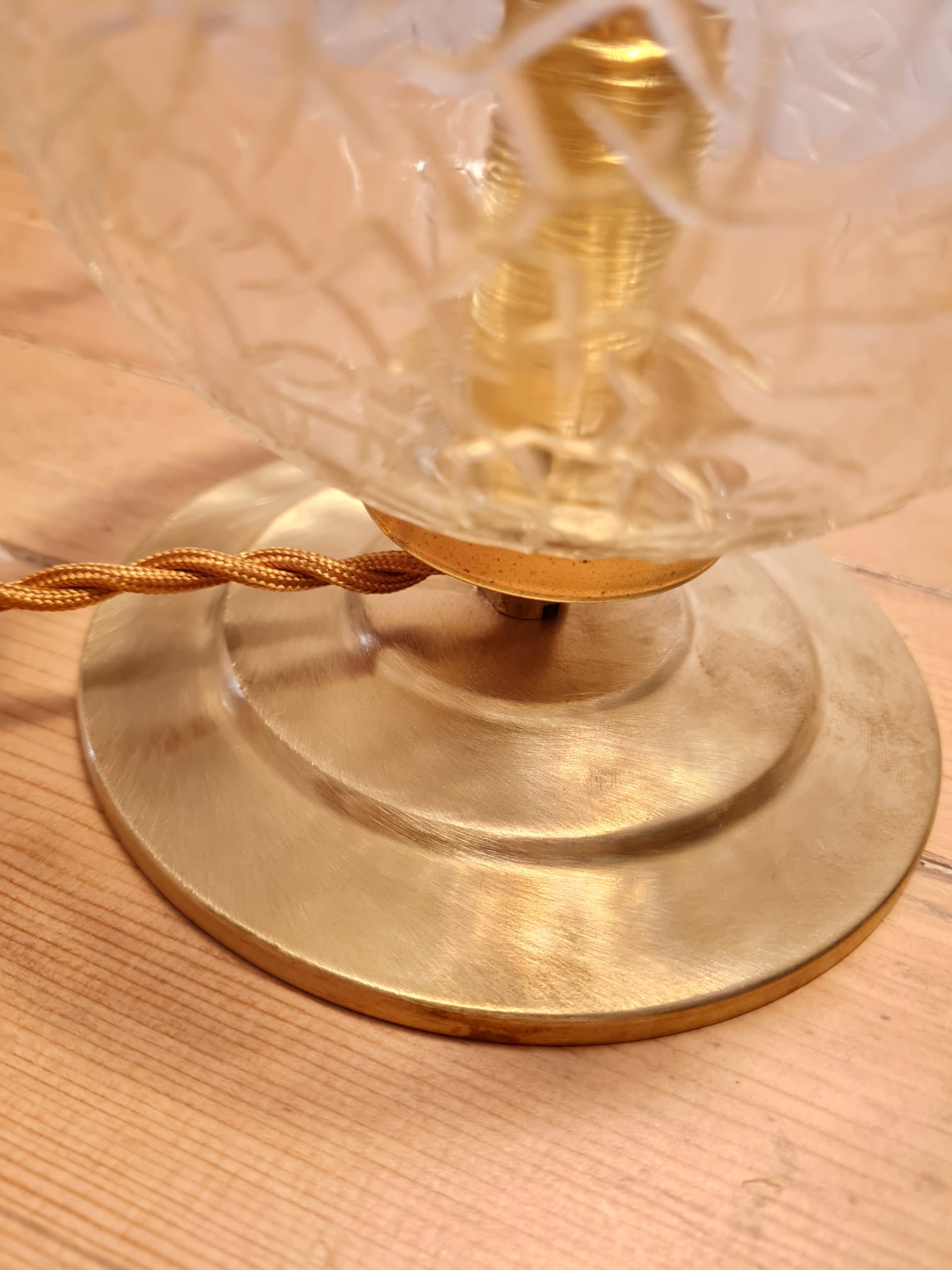 Vintage globe table lamp in molded glass