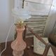 Clichy glass table lamp with pâte de verre rose.