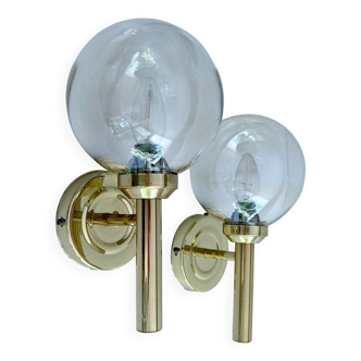 Pair Vintage Scandinavian Glass Wall Lights