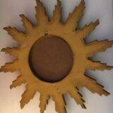 Mirror sun gilded wood leaf 57 cm, middle XXth