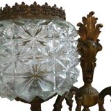 Old Bronze Double Wall Lamp Superb Molded Glass Globe