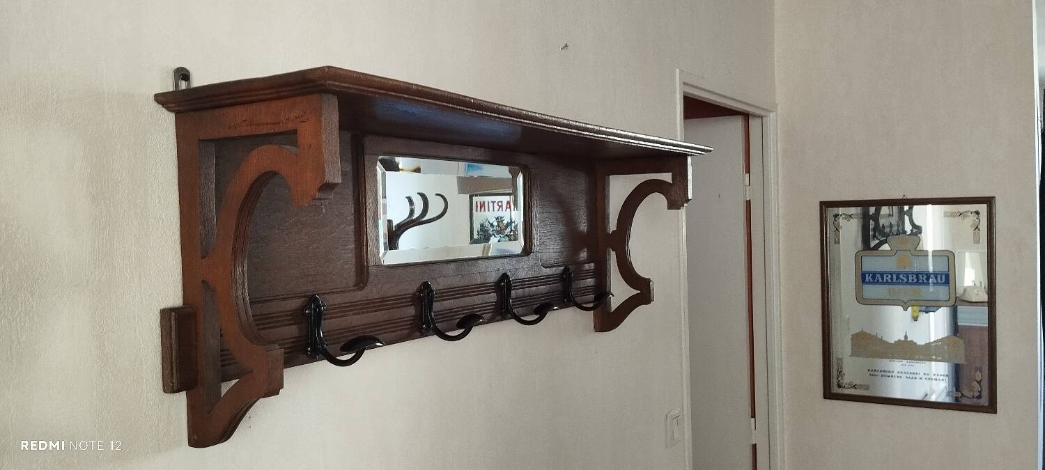 Wall-mounted coat rack, entryway shelf