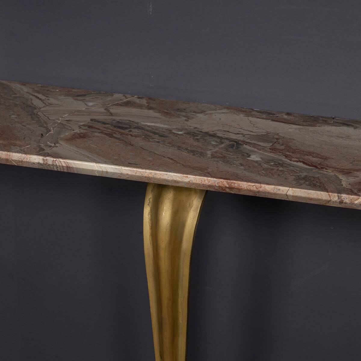 MID 20thC ITALIAN BRASS & MARBLE CONSOLE WITH MIRROR c.1950