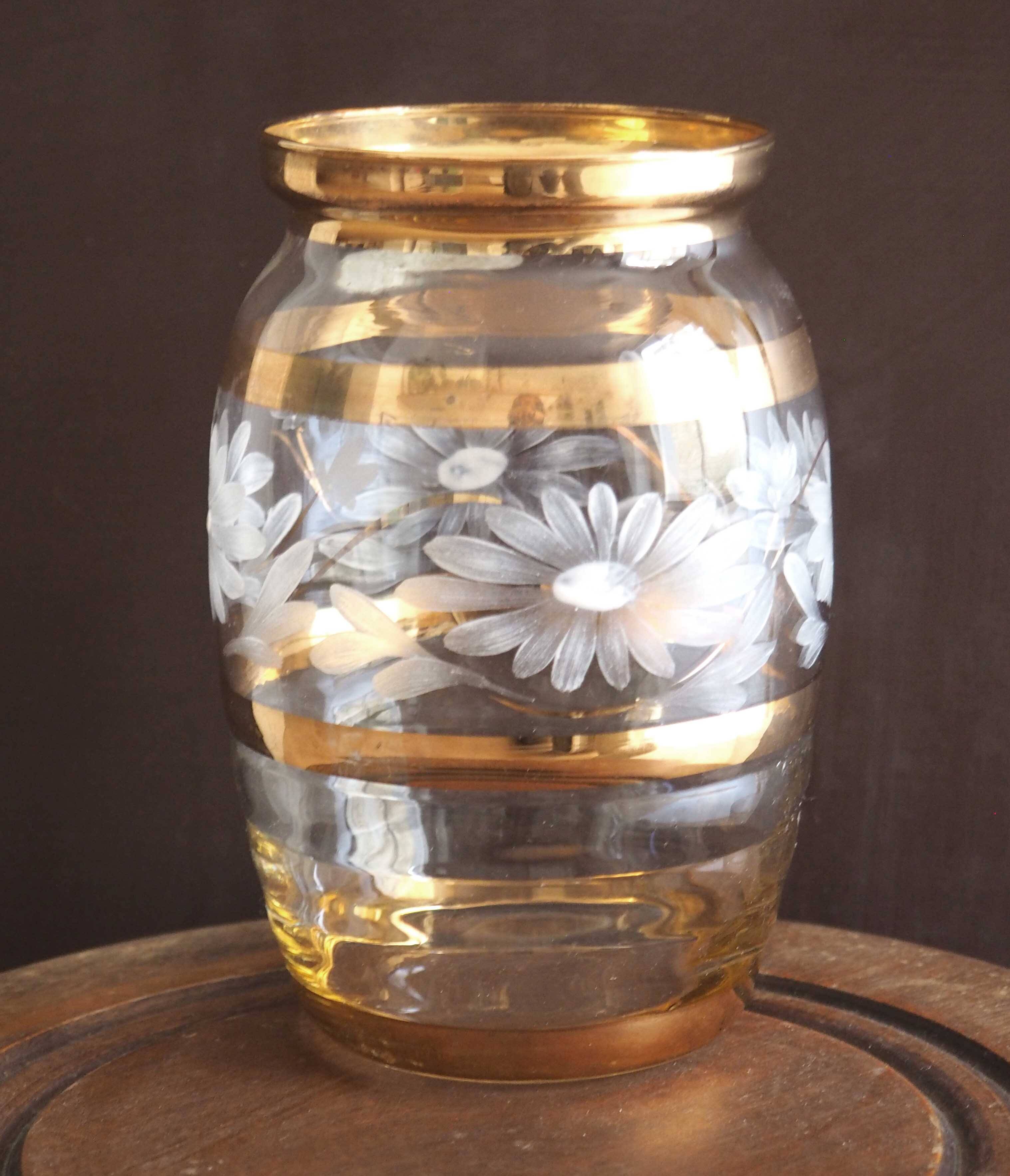 Bohemian glass and gold vase