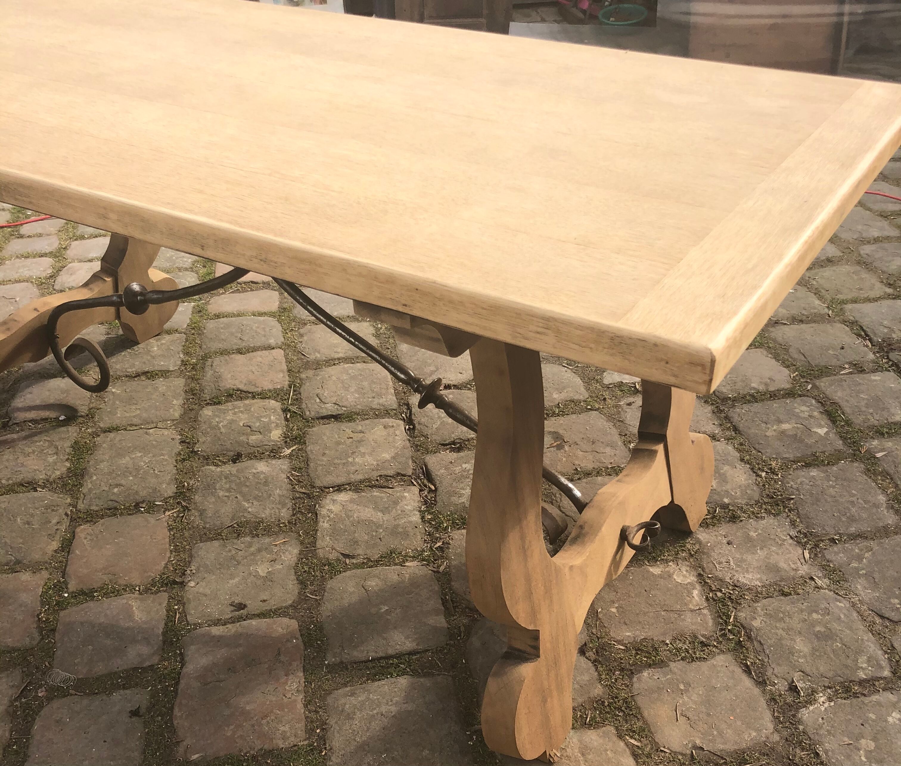 Monastery table in stripped solid oak