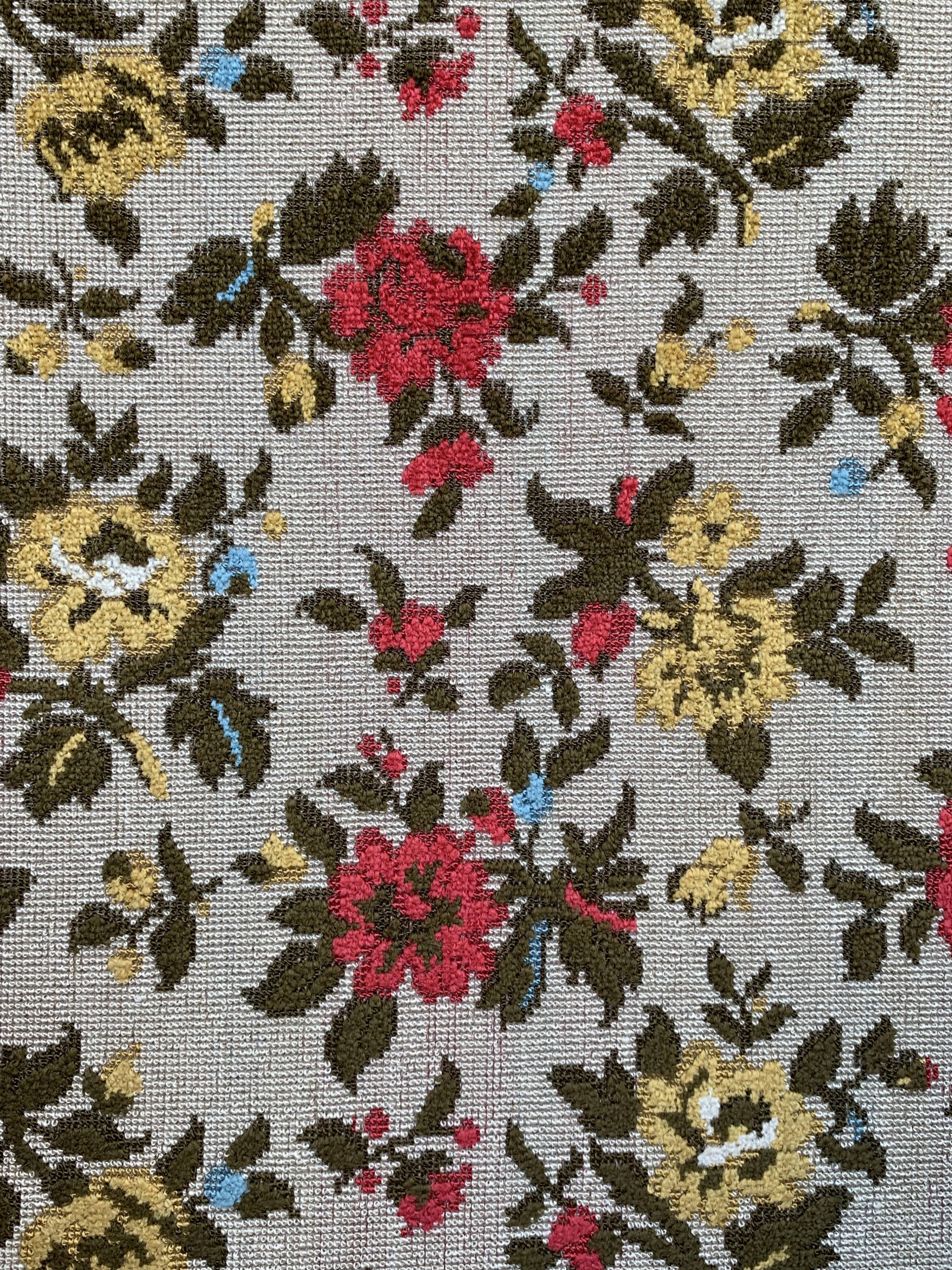 Antique Louis XV style shepherdess armchair in floral flocked fabric