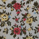 Antique Louis XV style shepherdess armchair in floral flocked fabric