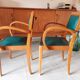 Fauteuils bridges en cuir vert