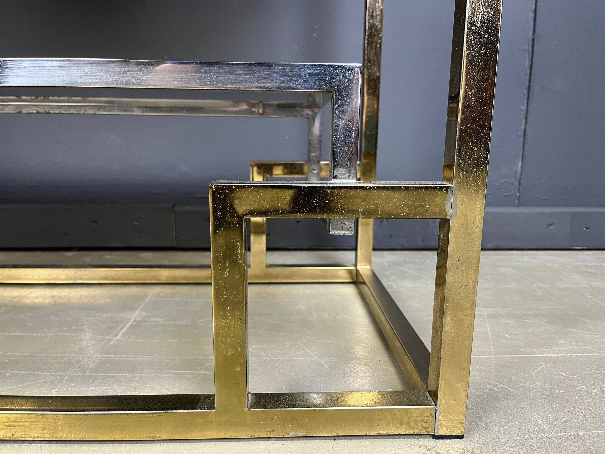 Vintage Italian brass and chrome wall unit, 1970s