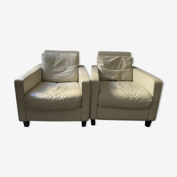 2 leather armchairs - Habitat x Matthew Hilton