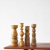 Scandinavian Wooden Candleholders, Set of 4