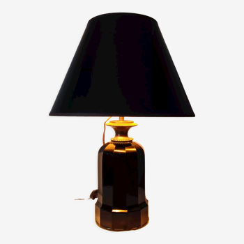 Black glass lamp foot and lacquered lampshade