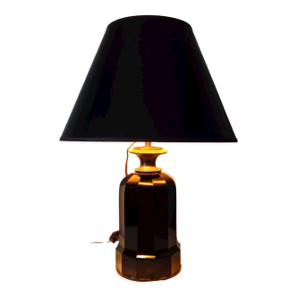 Black glass lamp foot and lacquered lampshade