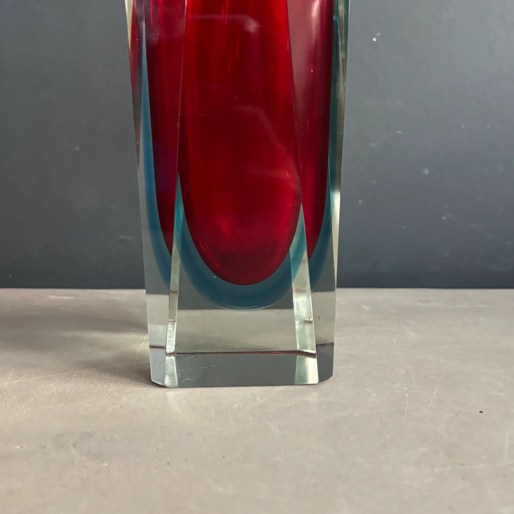 Murano vase sommerso large model red and blue - Mandruzzato - 1970s