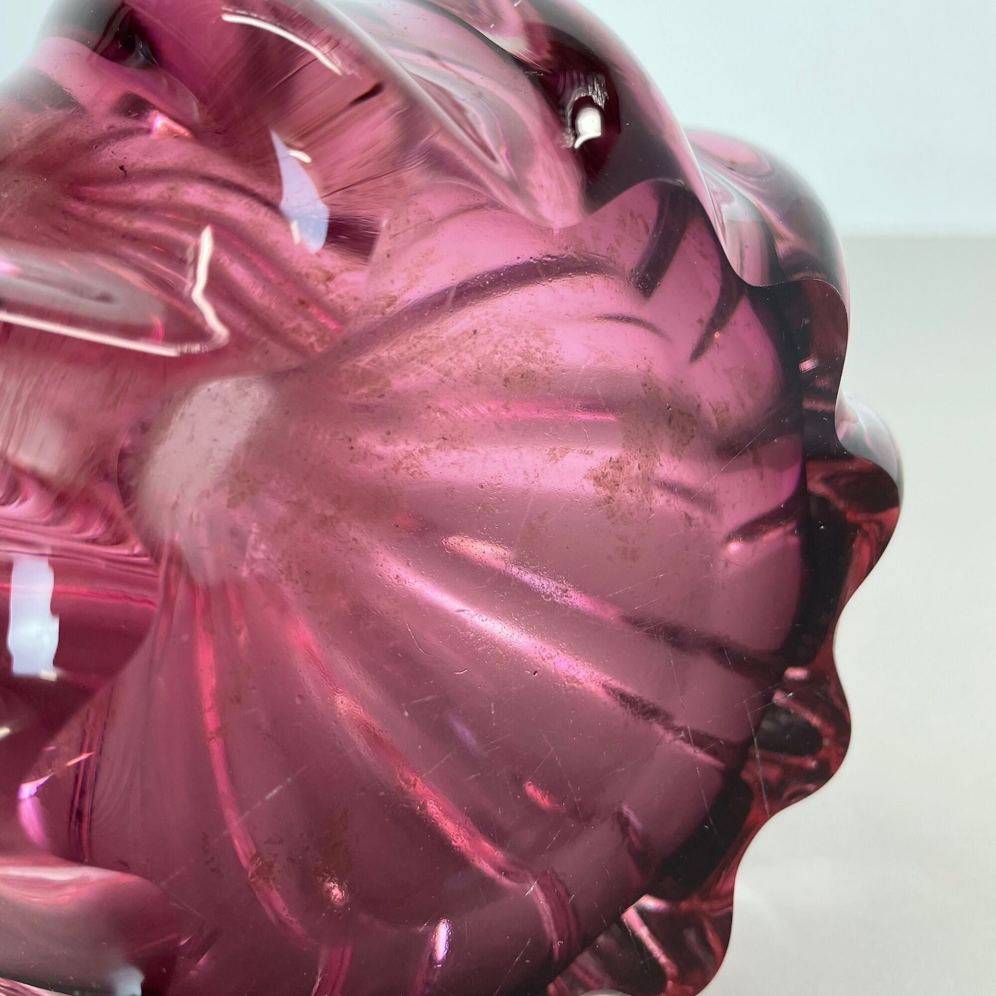 Multi-color pink floral Murano glass Sommerso vase italy, 1970s