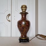 Beautiful cloisonné wood baluster table lamp