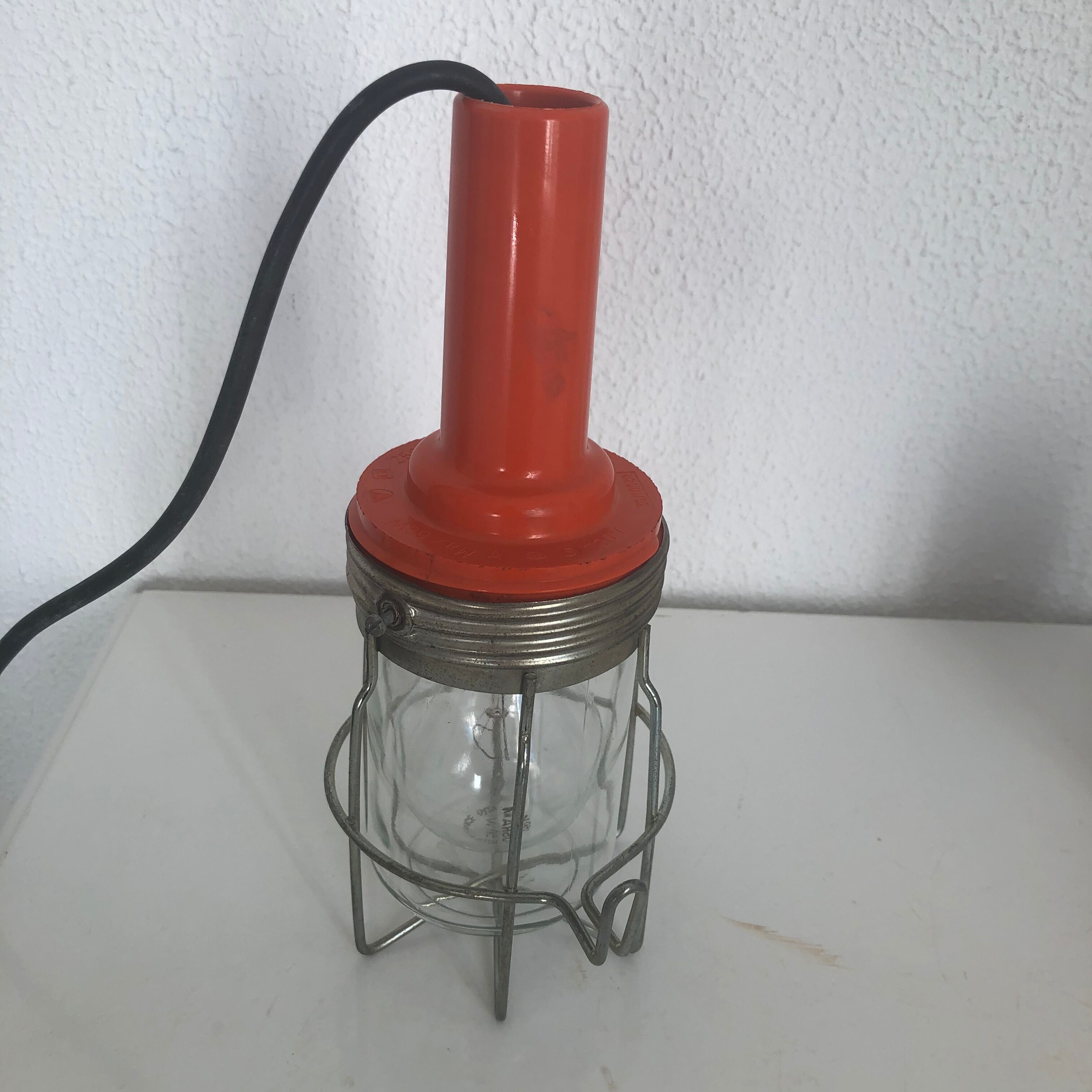 Vintage orange bakelite glass lamp - 25 cm