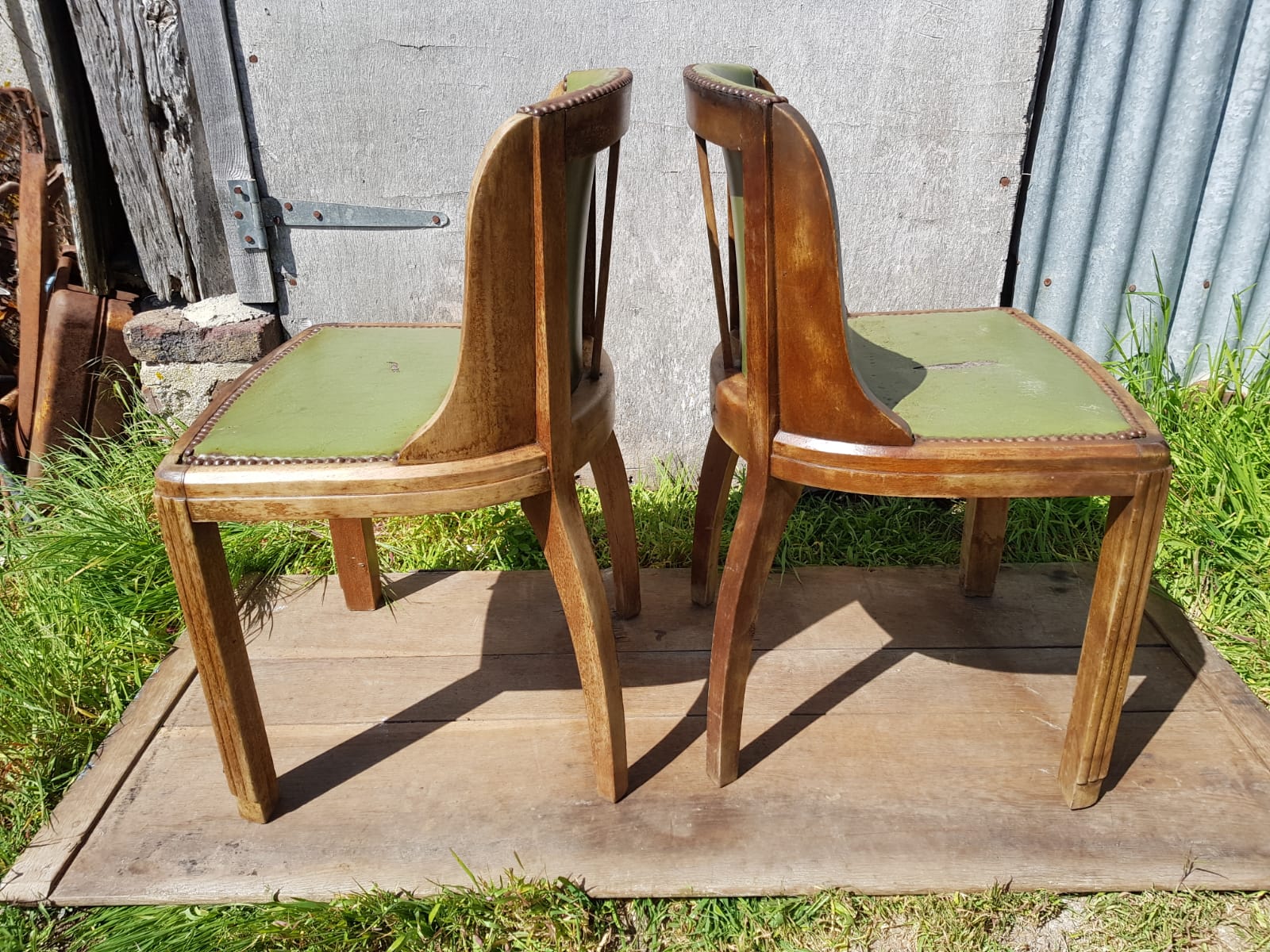 Pair old chairs wood