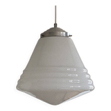 Large Art Deco suspension white opaline glass Philips