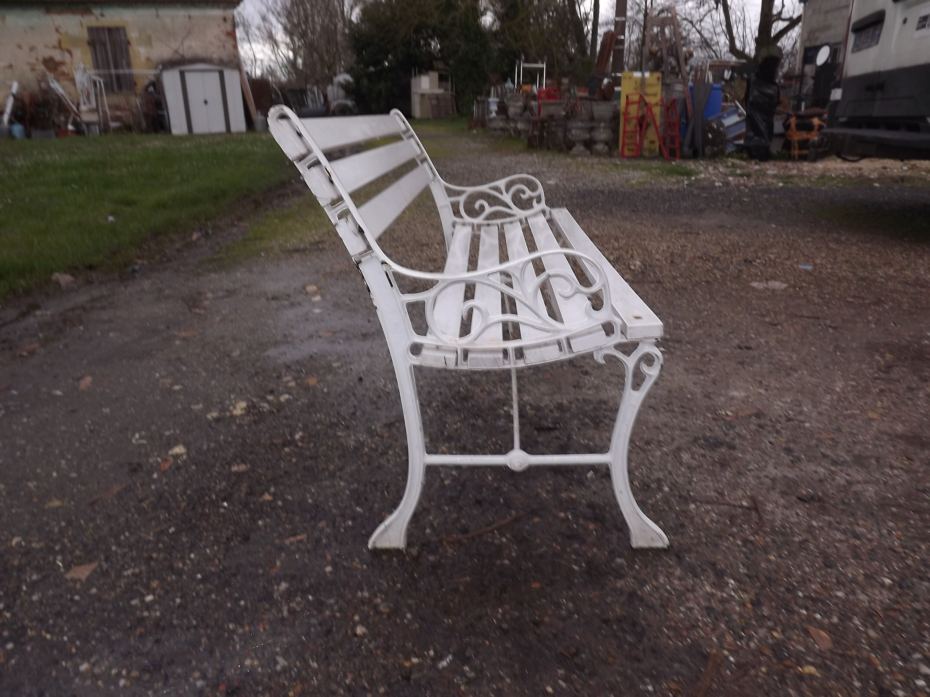 1960s cast iron and wood bench