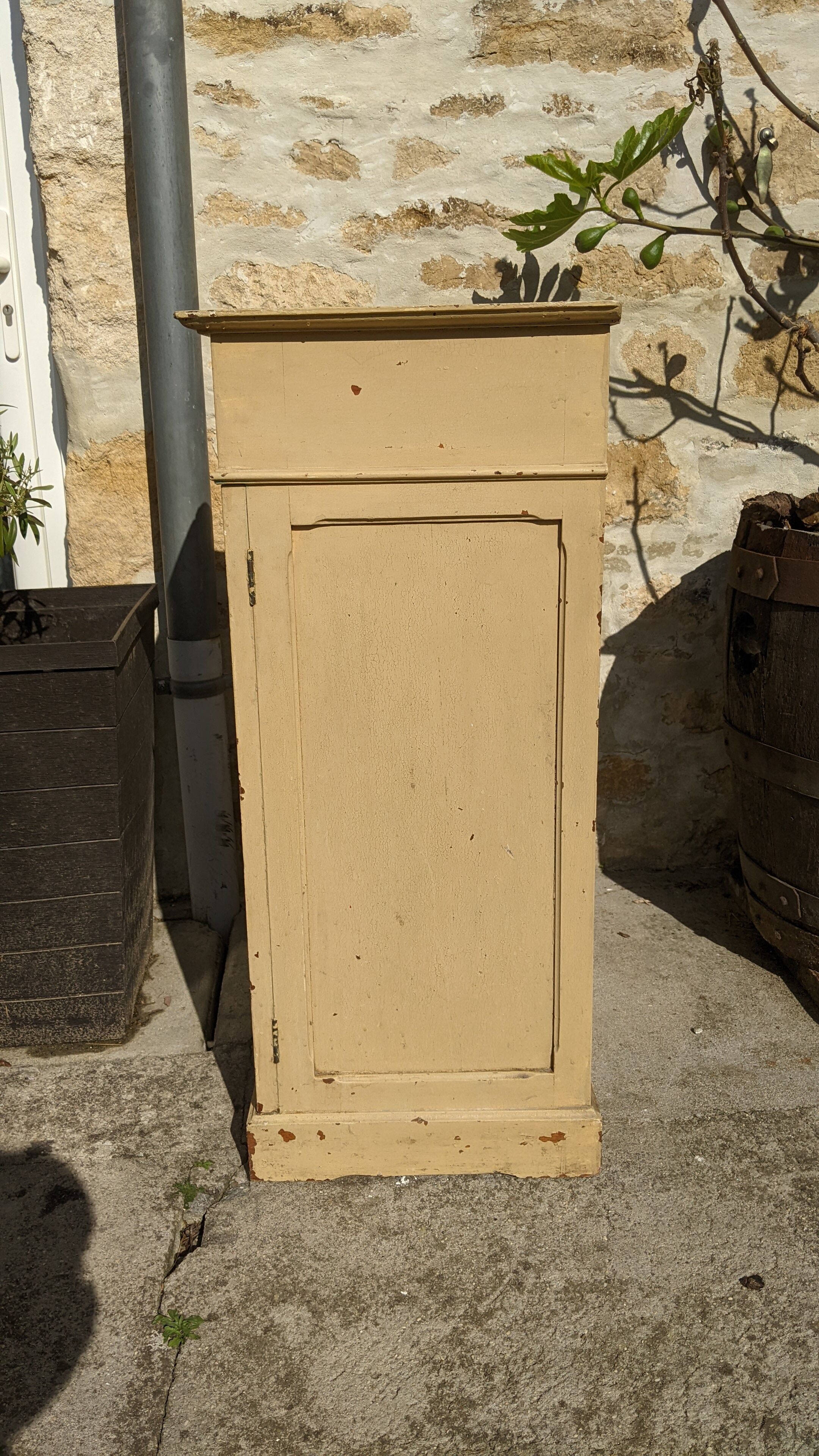 Old wooden bedside yellow patina circa 1900