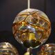 Mid 20th Century Amber Murano Glass Globe Textured,Chrome and Brass Chandelier, by Doria
