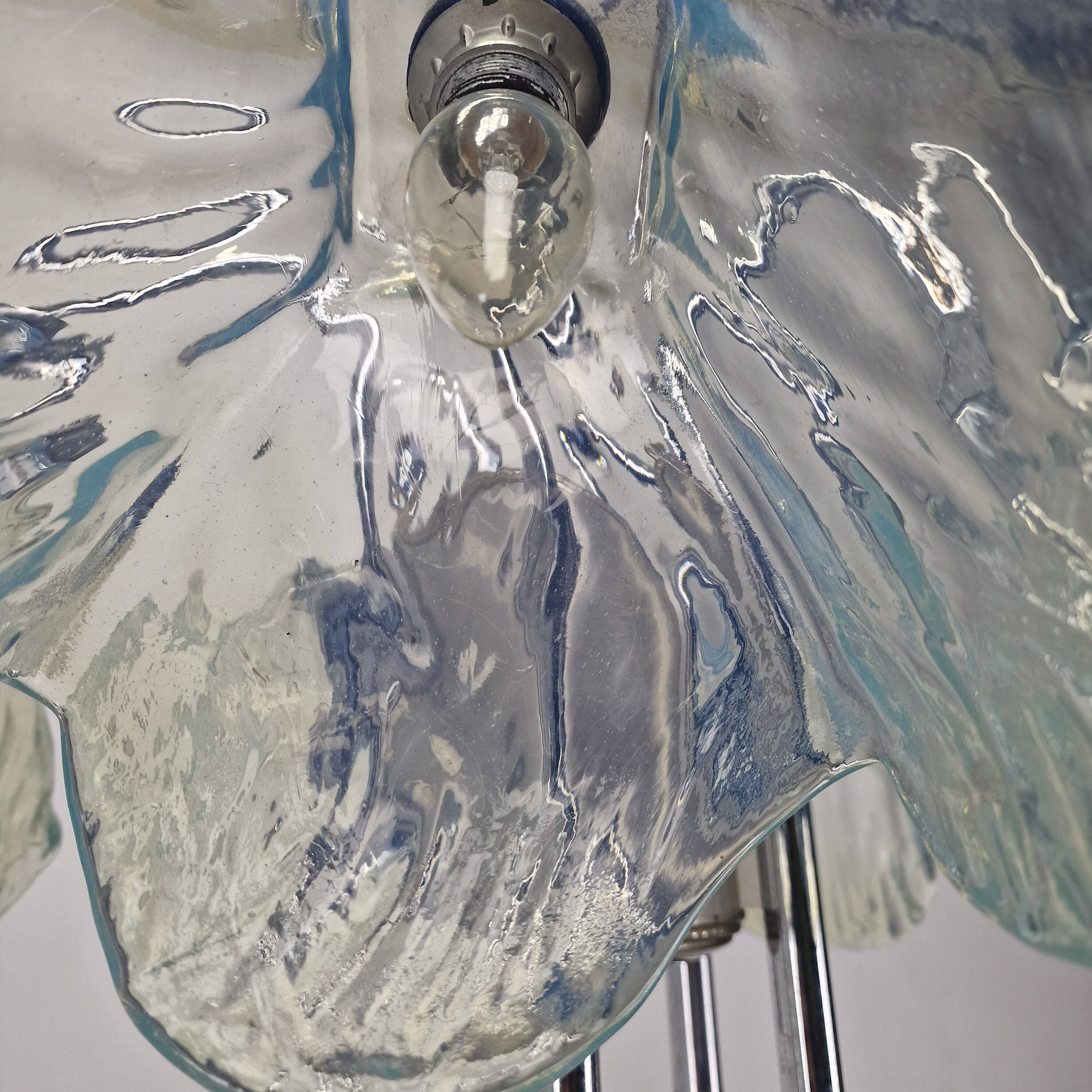 Italian Ceiling Lamp with Five Blue Murano Glass Lamshades – 1970s