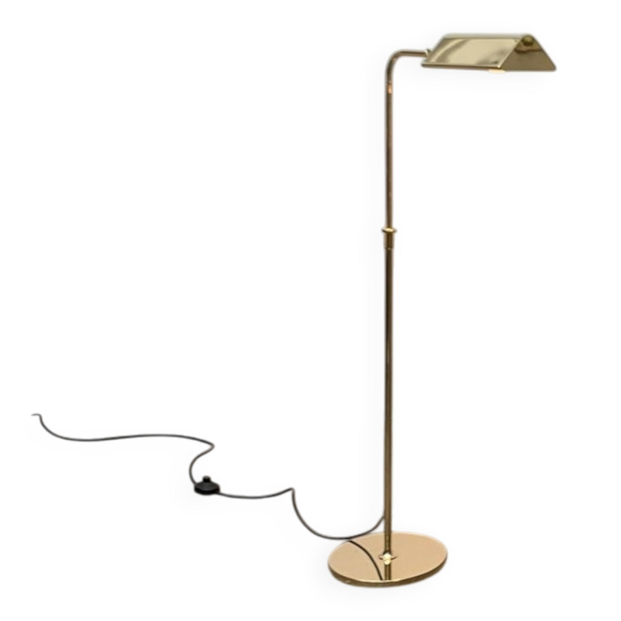 Vintage Hollywood Regency floor lamp in German brass by Florian Schulz.