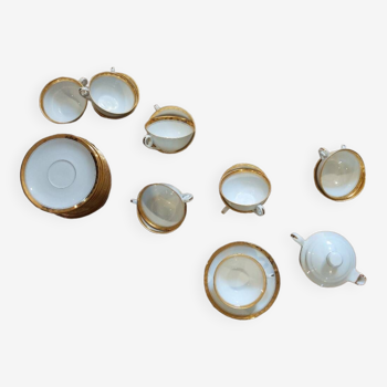 Fine Limoges enameled porcelain, coffee service 12 and milk jug