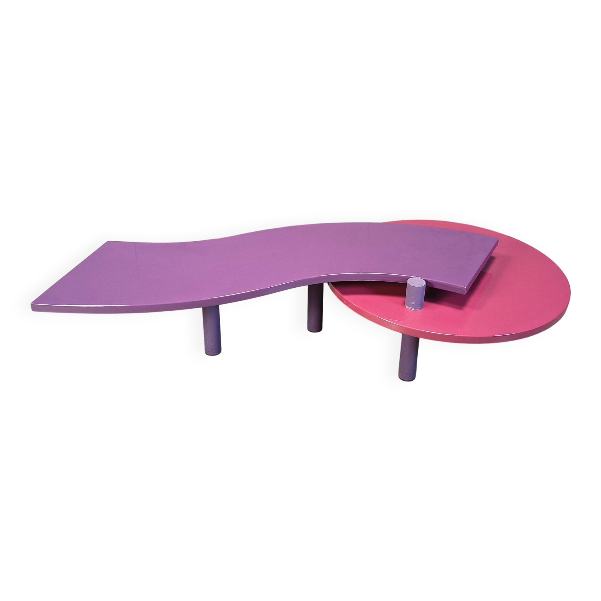 Table basse en bois de burl rotatif de Maurizio Salvato pour Saporiti Italia, années 1980.