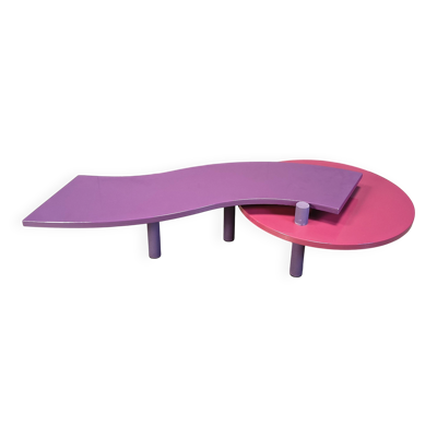 Table basse en bois de burl rotatif de Maurizio Salvato pour Saporiti Italia, années 1980.