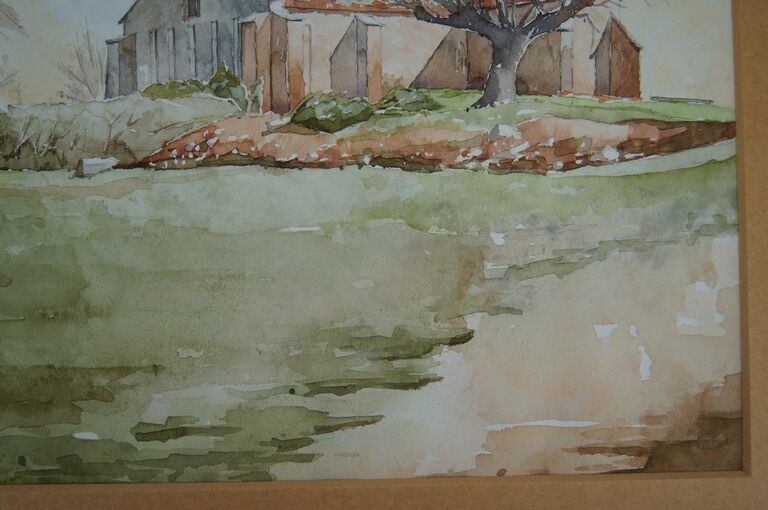 Church in the countryside - Watercolor signed