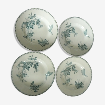 Lot de 4 assiettes creuses modèle "églantine" société Amandinoise Terre de Fer