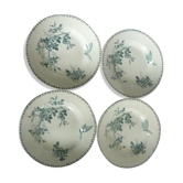 Lot of 4 hollow plates model "eglantine" company Amandine Terre de Fer