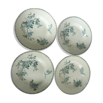 Lot de 4 assiettes creuses modèle "églantine" société Amandinoise Terre de Fer