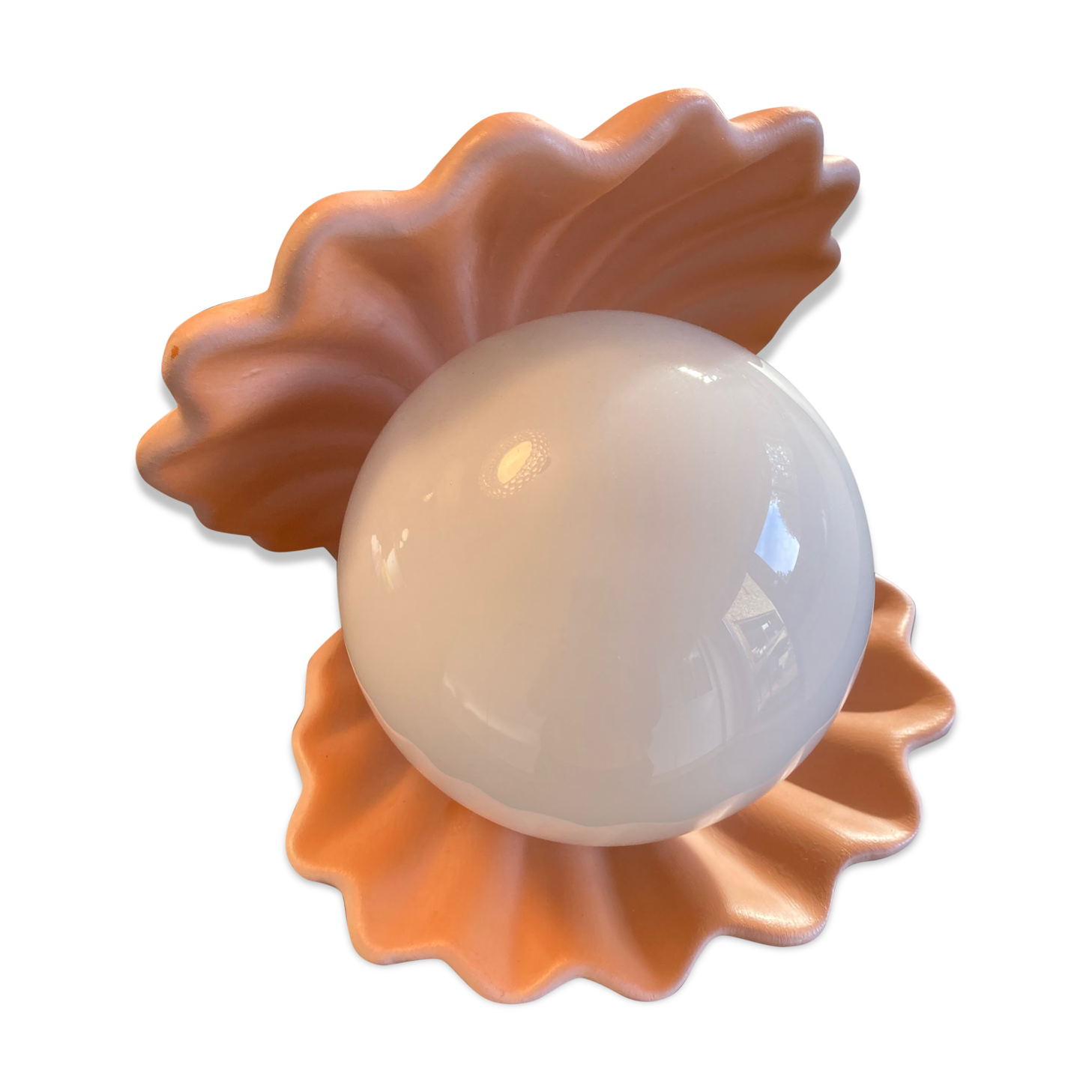 Lampe coquillage céramique et opaline années