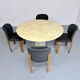 Veined marble round table with central base, Italian design from the 1970s.