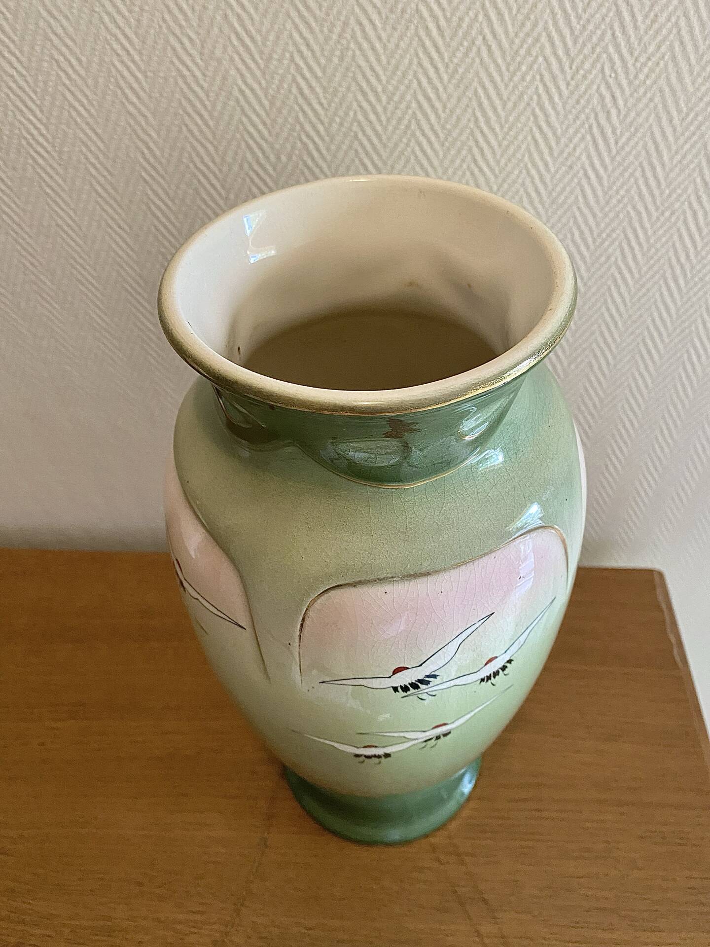 Large Art Nouveau vase from Fives-Lille by Bruyn, decorated with cranes.