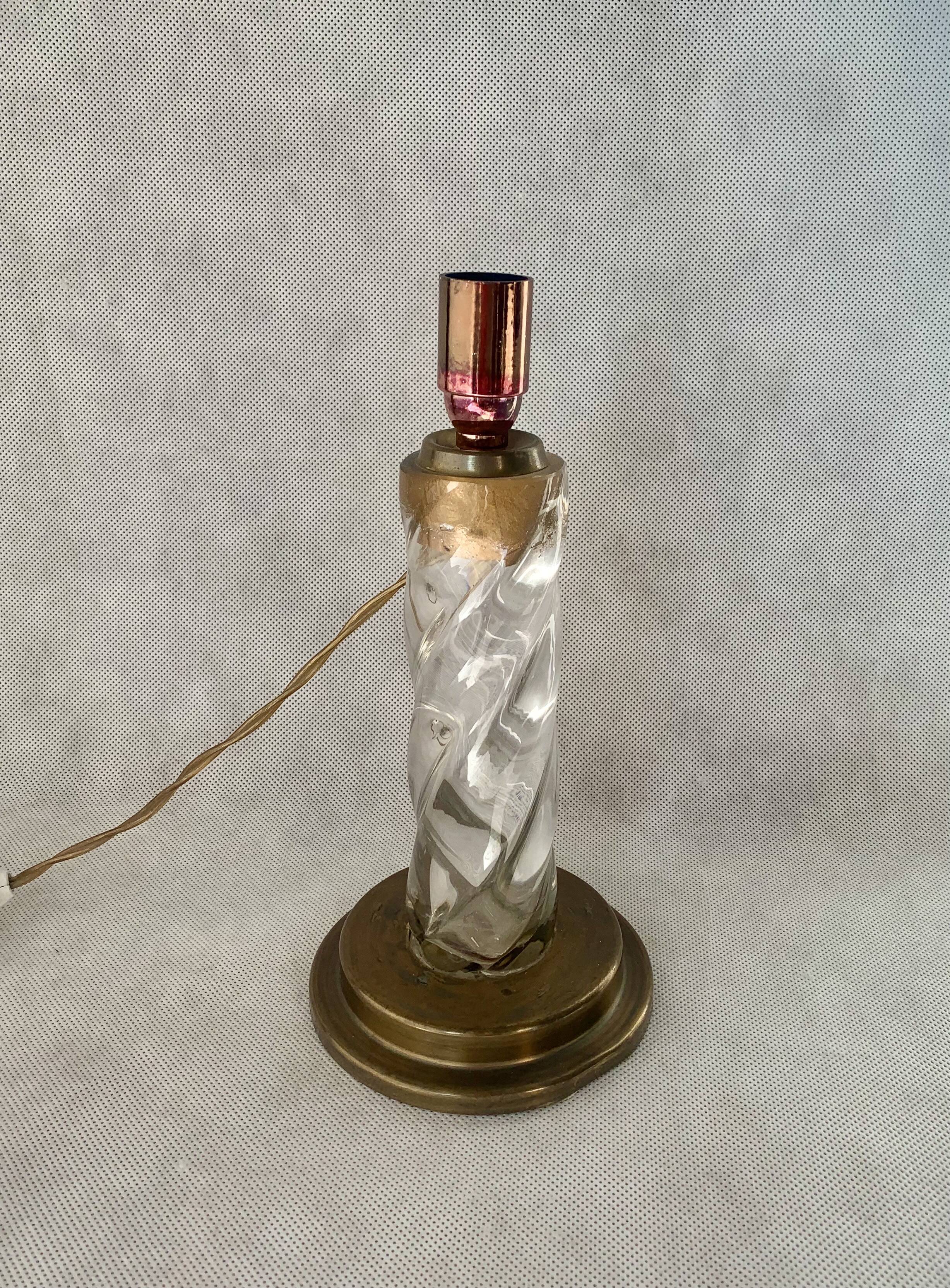 Lamp base glass and brass, 1950s