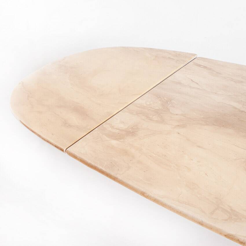 Vintage dining table with travertine extensions. Italy, 1990s