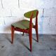 Vintage chair 50s 60s in wood and green skai