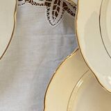 Set of 6 cream and gold colored flat plates Digoin Sarreguemines vintage ACC-7156
