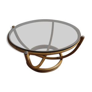 Table rotin ronde vintage